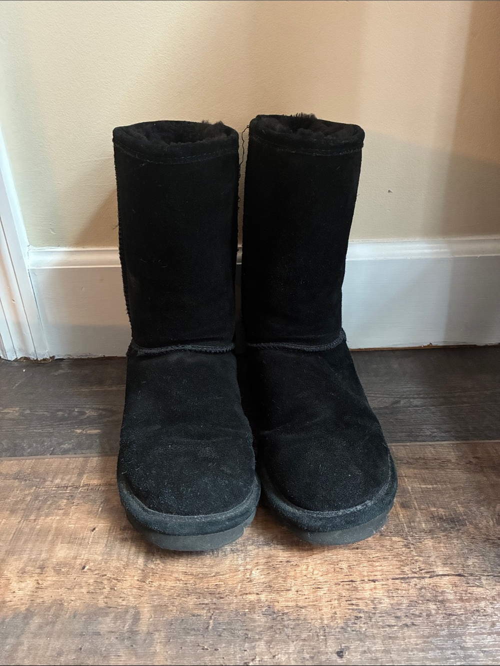 BearPaw Black Suede Mid-Calf Winter Boots